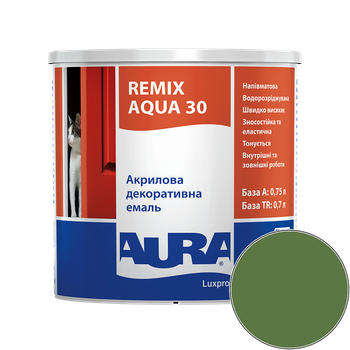 Емаль акрилова Aura Luxpro Remix Aqua 30 RAL 6010 (трав'яно-зелений) напівматова TR 0.7 л