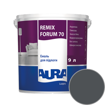 Эмаль акриловая для пола Aura Luxpro Remix Forum 70 RAL 7016 TR (антрацитово-серый) глянцевая 9 л (11,34кг)