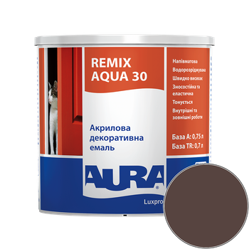 Емаль акрилова Aura Luxpro Remix Aqua 30 RAL 8016 (теракота-браун) напівматова TR 0.7 л