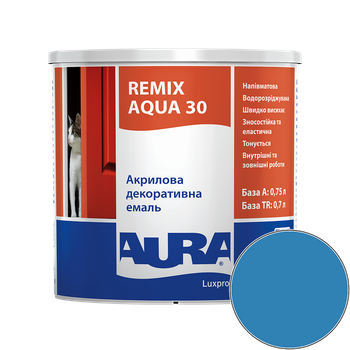 Емаль акрилова Aura Luxpro Remix Aqua 30 RAL 5015 (небесно-блакитний) напівматова TR 0.7 л