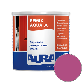 Емаль акрилова Aura Luxpro Remix Aqua 30 RAL 4010 (яскраво-рожевий) напівматова TR 0.7 л