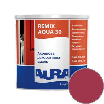 Емаль акрилова Aura Luxpro Remix Aqua 30 RAL 3027 (малиновий) напівматова TR 0.7 л