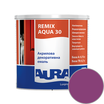 Емаль акрилова Aura Luxpro Remix Aqua 30 RAL 4006 (насичений фіолетовий) напівматова TR 0.7 л