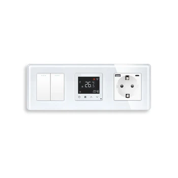 Терморегулятор ELIOS електронний програмований з USB A+C 20 Вт білий загартоване скло