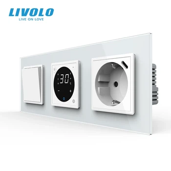 Терморегулятор електронний LIVOLO з USB Type-C 18 Вт білий скло