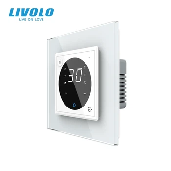 Умний Wi-Fi терморегулятор LIVOLO сенсорний програмований для водяної підлоги білий загартоване скло