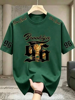 Чоловіча футболка Brooklyn 96 з принтом дракона, зелена, Oversize, розмір XXL