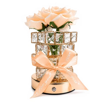 Настольная лампа ночник Lesko Rose Crystal YW-HP-MGMFP Champagne светильник в виде букета