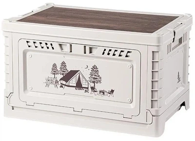 Ящик Naturehike CNH22SN019 50л складной для кемпинга столик тумба полипропилен деревянная крышка Light Grey