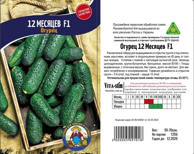 Насіння Огірок 12 МЕСЯЦЕВ F1 70шт