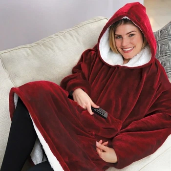Плед Толстовка c Капюшоном и Руковами Huggle Hoodie 3-в-1 размер универсальный, бордовый (ma153bordo)
