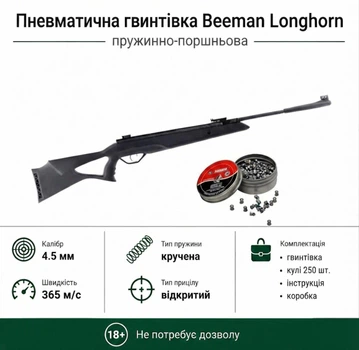 Пневматична гвинтівка Beeman Longhorn (10617-1) + Кулі 250шт