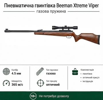 Пневматическая винтовка Beeman Xtreme Viper GR с прицелом 6x40 Scope кал.4,5 (1125GP)