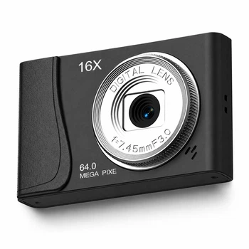 Цифрова камера I5-1491 4K, 64 МП, 16× цифровий зум, 2.4" HD дисплей, подвійна камера, USB Type Чорна