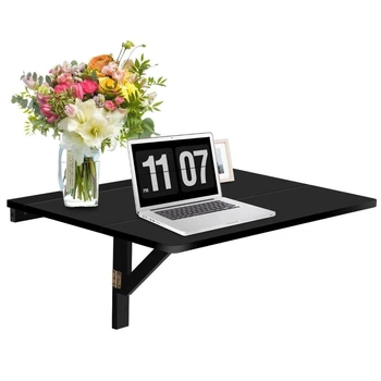Складной настенный стол, 80×60×45 см, черный Costway
