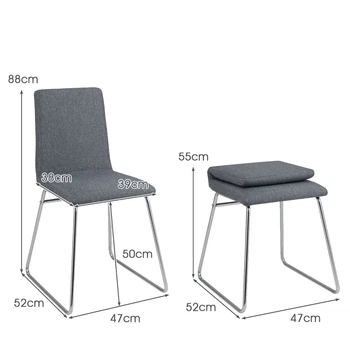 Комплект из 2 складных стульев с мягкими сиденьями, 52×47×88 см, серый + металлический