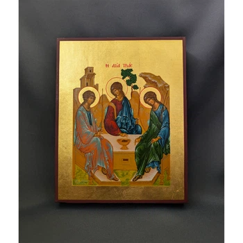 Греческая писаная икона Святая Троица 15×19 см