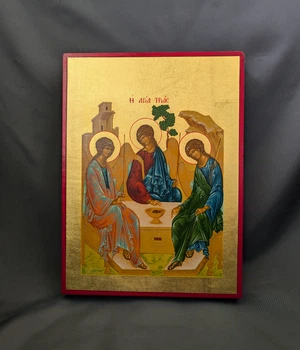 Писаная греческая икона Святой Троицы 18,5×25 см