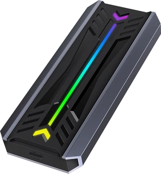 Зовнішня кишеня Dynamode для M.2 SSD NVMe (PCIe)/M.2 SSD SATA combo - USB3.2 GEN2 Type-C, RGB-підсвітка, металевий корпус (DM-CAD-SSD16)