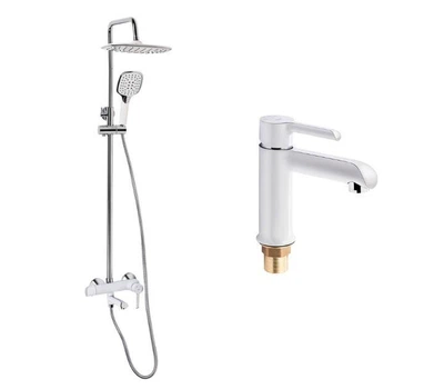 Душова система + змішувач для раковини Qtap Grand Chrome/White