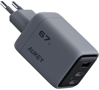 Ładowarka sieciowa AUKEY PA-C3 Comet Mix 3 67W GaN USB-C PD Dark Grey (689323788194)