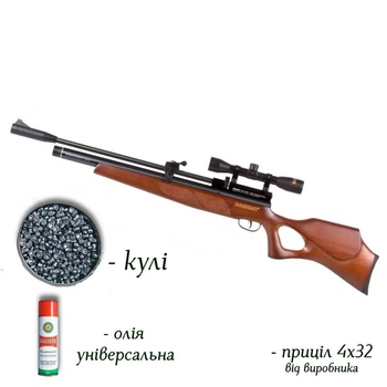 Пневматична гвинтівка PCP Beeman Commander 1517 4.5мм — класична пневматика з оптикою, кулями 400 шт та олією 200мл у комплекті