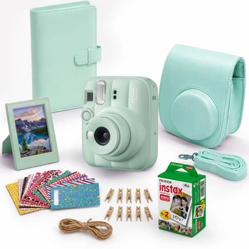 Набор камера моментальной печати Fujifilm Instax Mini 13 Lagoon Green + чехол + фотопленка 20 шт + фотоальбом 108 + наклейки 20 шт + фоторамка