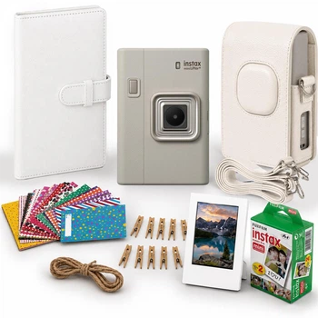 Набор камера моментальной печати Fujifilm Instax Mini LiPlay+ Beige + чехол + фотоальбом 108 + фотопленка 20 шт + наклейки 20 шт + фоторамка