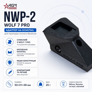 Адаптер AGM NWP-2 Wolf 7 Pro підходить для ПНБ кріплення dovetail Black