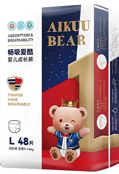 Подгузники-трусики AIKUUBEAR Ultra-Thin Pull-Up Diapers L96 большого размера, быстро впитывающие и сухие (8-11 кг)
