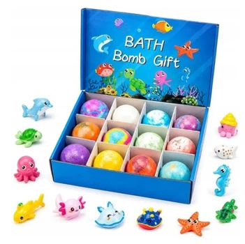 Дитячі бомбочки для ванни BATH BOMB GIFT, 12 шт, з іграшками-сюрпризами, морська тематика