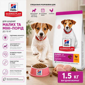 Сухой корм для щенков малых и миниатюрных пород Hill's Science Plan Puppy Smal&Mini с курицей 1.5 кг