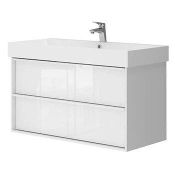 Тумба з раковиною та сифоном Devit QUADRA 083100W, 100 см, біла глянцева