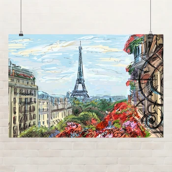 Постер Париж, Елисейские Поля, Эйфелева Башня, Paris, France, la Tour Eiffel, интерьерный декор, A3 28×42 см (id0794)