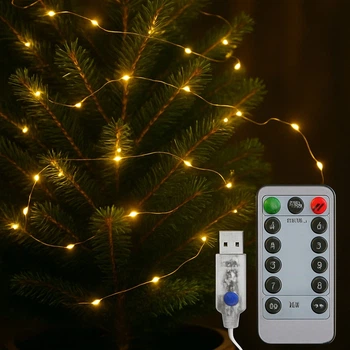 Гирлянда Роса 30 м 300 Led 8 режимов от USB Теплый белый G169-30-USB