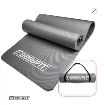 Коврик для йоги EasyFit NBR Soft-Touch 10 мм серый вспененный каучук (йогамат для фитнеса и пилатеса) SCTNBR10-GY
