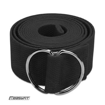 Ремень для йоги EasyFit 183 см Yoga Belt черный (Пояс для занятий йогой и пилатесом)