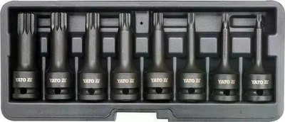 Набор ударных отвёрточных насадок YATO, SPLINE, 8 шт., 1/2", M5–M18