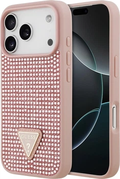 Etui na smartfon Guess Rhinestone Triangle Logo do Apple iPhone 17 Pro Pink (GUHCP17LHDGTPP)