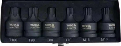 Набор ударных отвёрточных насадок YATO, TORX и SPLINE, 6 шт., 3/4"