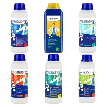 Набір хімії для басейну AquaDoctor 6 в 1 (Альгіцид, pH Minus, Коагулянт, StopMetal, StopMineral, MineralCleaner)