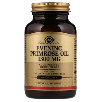 Масло Примулы Вечерней 1300 мг, Evening Primrose Oil, Solgar, 60 желатиновых капсул