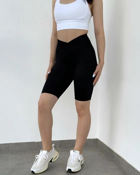 Женские спортивные велошорты V-Shape с эффектом Push-Up для фитнеса повседневной носки Чёрный S (VVP1S)