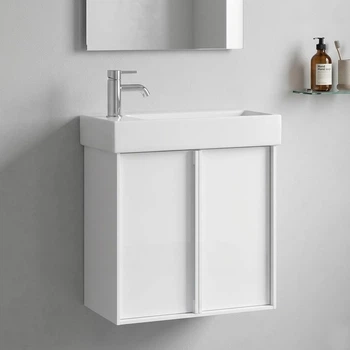 Тумба з раковиною Devit Quadra 83055W, 55 см, біла глянцева
