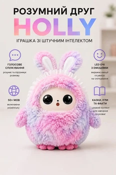 Іграшка зі штучним інтелектом HOLLY AI H-31456 з голосовим спілкуванням українською, Wi-Fi та LED очима, рожева