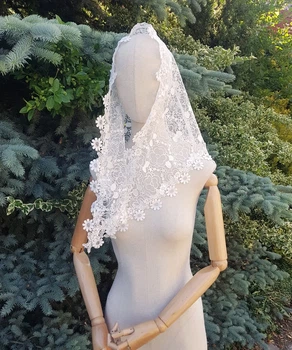 Косынка ажурная к церкви, на крестины, лицом к лицу Оливия айвори