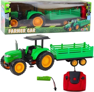 Traktor zdalnie sterowany LeanToys Farmer Car z przyczepą Zielony 22935 (5905991052845)