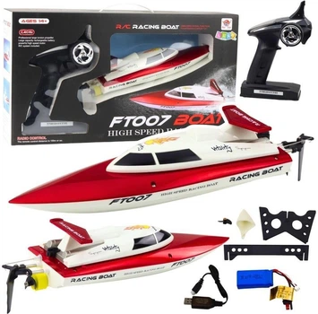 Motorówka zdalnie sterowana LeanToys Vitality FT007 Racing Boat 1:16 Biało-czerwona 22948 (5905991052975)