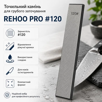 Точильный камень REHOO PRO #120 водный абразивный брусок для полировки и ультратонкой заточки ножей