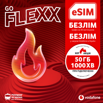 eSIM Стартовий пакет Vodafone FLEXX GO 420 грн/4 тижні